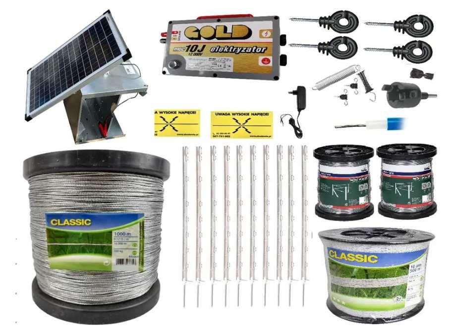 Ogrodzenie elektryczne Pastuch 10J z solarem, panelem fotowoltaicznym