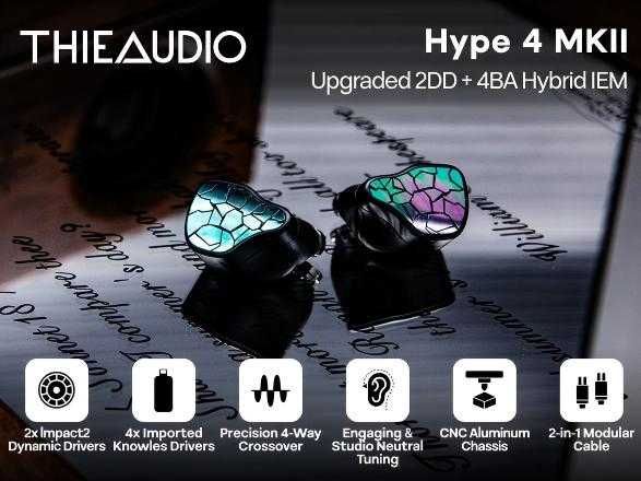 ‼️ THIEAUDIO Hype 4 MKII - гибридные iem's наушники 2DD+4BA Knowles