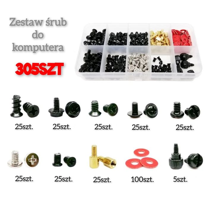 Zestaw śrub śrubek do komputera, dla majsterkowicza