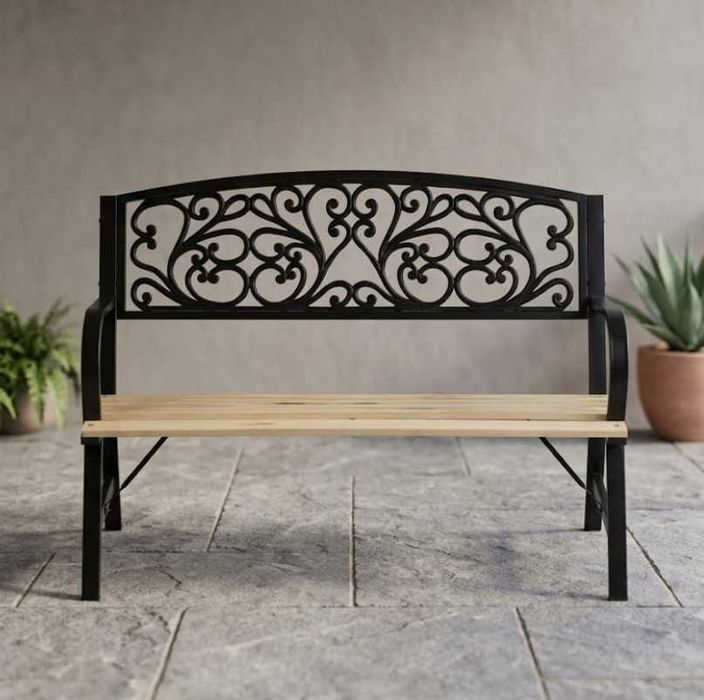 Ławka Drewniano Metalowa Ogrodowa Parkowa Balkonowa na Taras Ogród 122cm