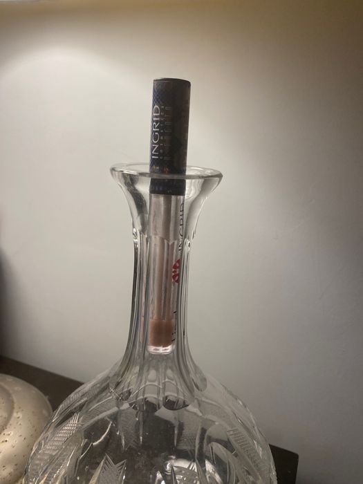 Karafka kryształowa biała  wysokość 23 cm * kryształ polski PRL