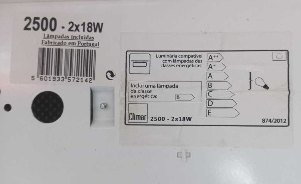 candeeiro | fluorescente | teto | 2 lâmpadas