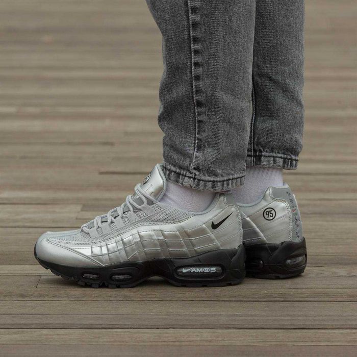 Мужские серые замшевые кроссовки Nike Air Max 95 Baltic Blue Grey чоловічі сірі замшеві кросівки найк аір макс 95