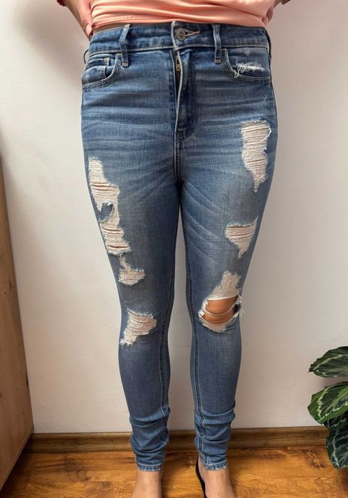 Spodnie jeansowe jeansy skinny rozdarcia Hollister California W26 L31