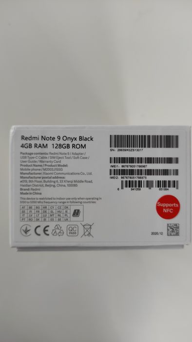 Smartfon Xiaomi Redmi Note 9 4 GB RAM 128 GB ROM