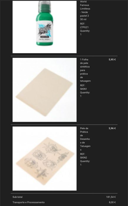 Kit Profissional de Tatuagens II - Intermediário + tintas e peles sintéticas para treino