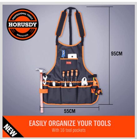 Avental de trabalho com 16 bolsos - suporte ferramentas, NOVO