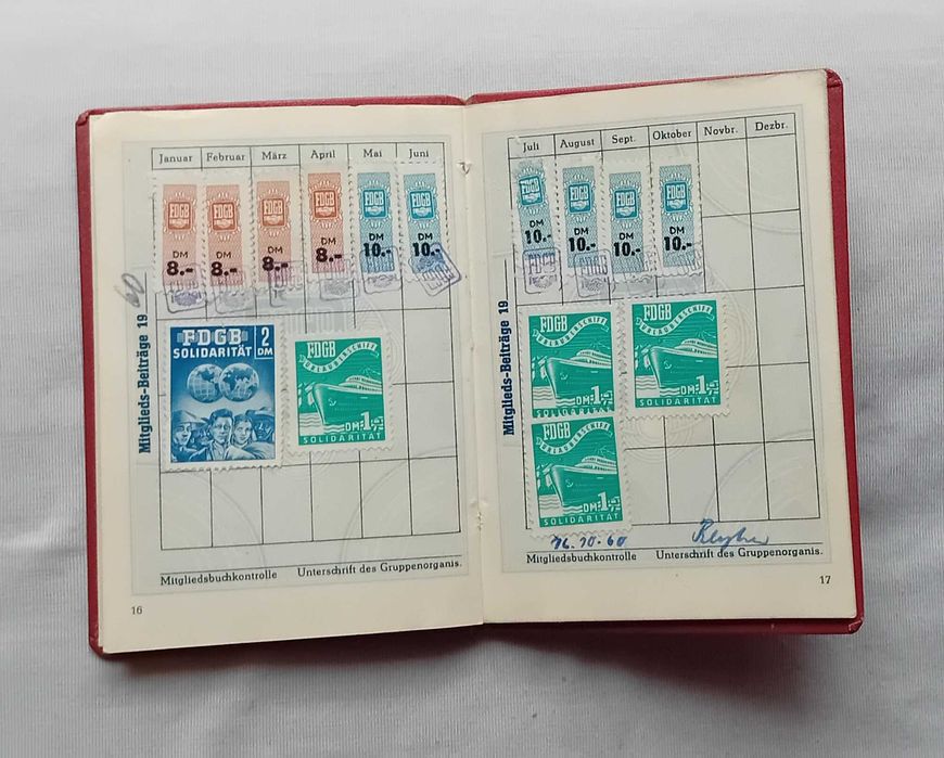 Legitymacja związku zawodowego FDGB - NRD, 1951 r.