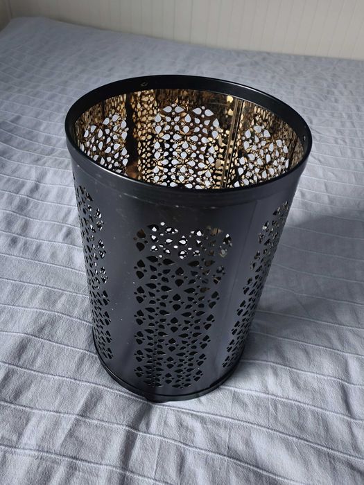 Metalowy, czarno-złoty lampion Ikea, ozdoba, dekoracja, STABBIG