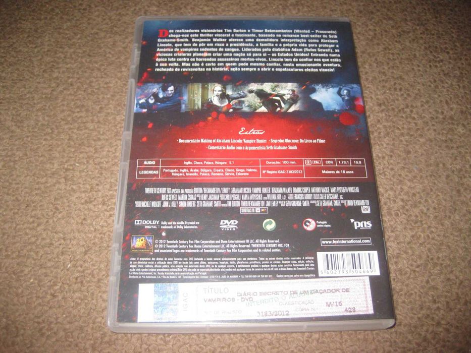 DVD "Diário Secreto de Um Caçador de Vampiros" com Benjamin Walker