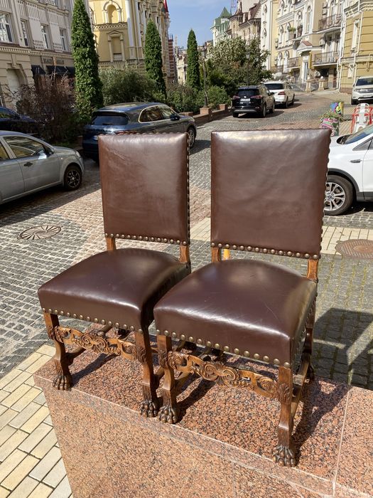 Кресло стул антиквариат кожаное шкіра век