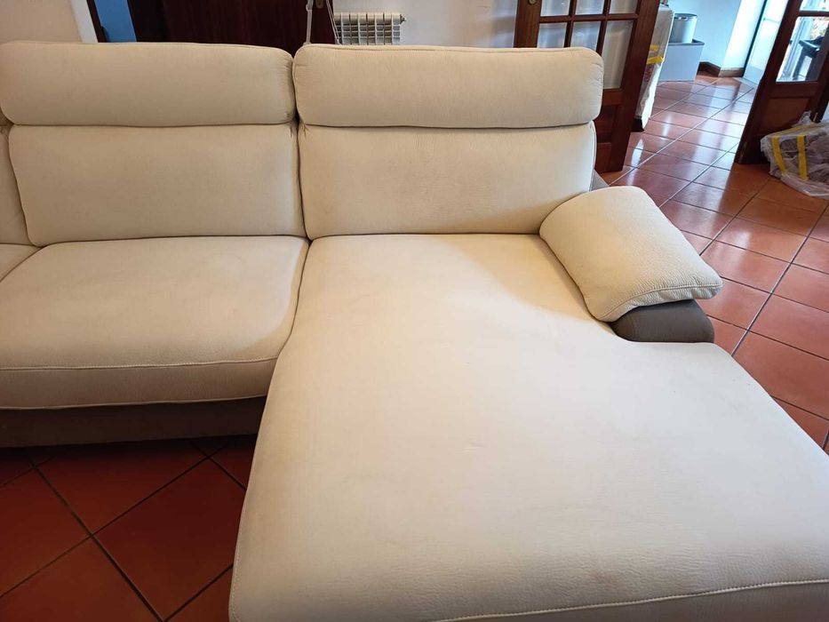 Sofá Nobuk Chaise Longue Como Novo - Alta Qualidade