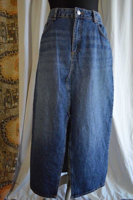 długa spódnica jeansowa maxi klasyczna prosta 14 42 jeans
