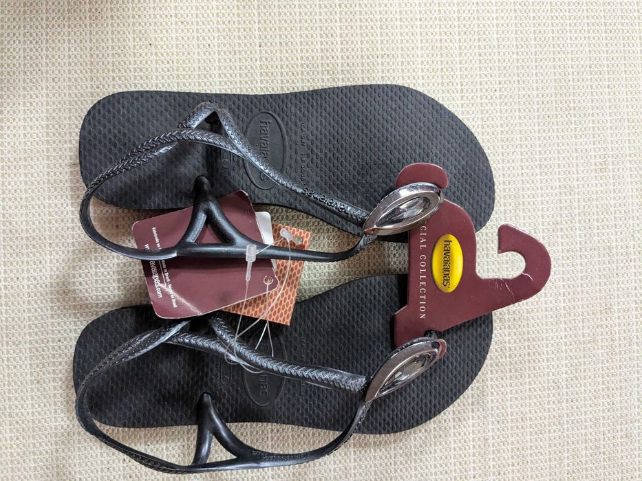 Havaianas japonki sandały czarne z ozdobą rozm. 33/34