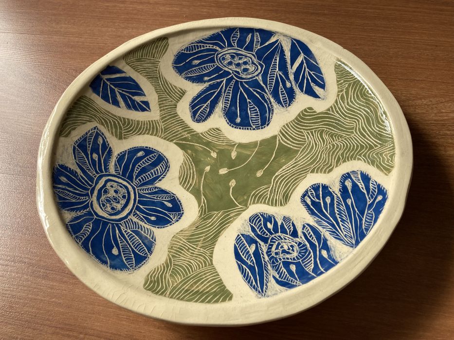 Duża patera, ceramika, rękodzieło, handmade