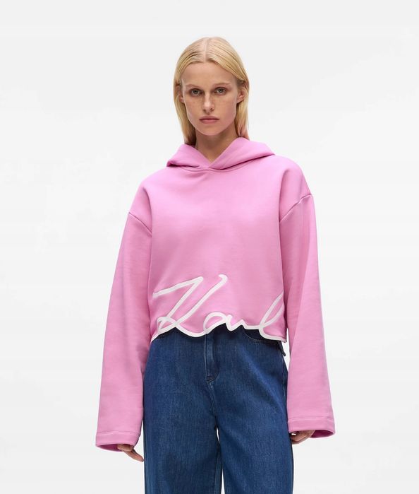 Karl lagerfeld bluza damska z dużym logo z bawełną różowa r. xl u5a