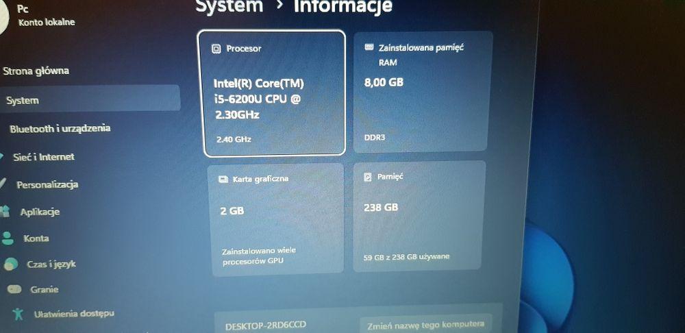 Laptop Acer e5-574g.i5 6tej generacji 250 ssd.