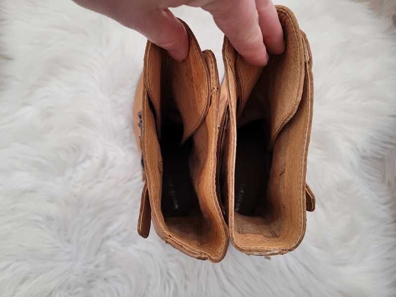 Brązowe (camelowe), skórzane buty / botki / workery, Wojas 37