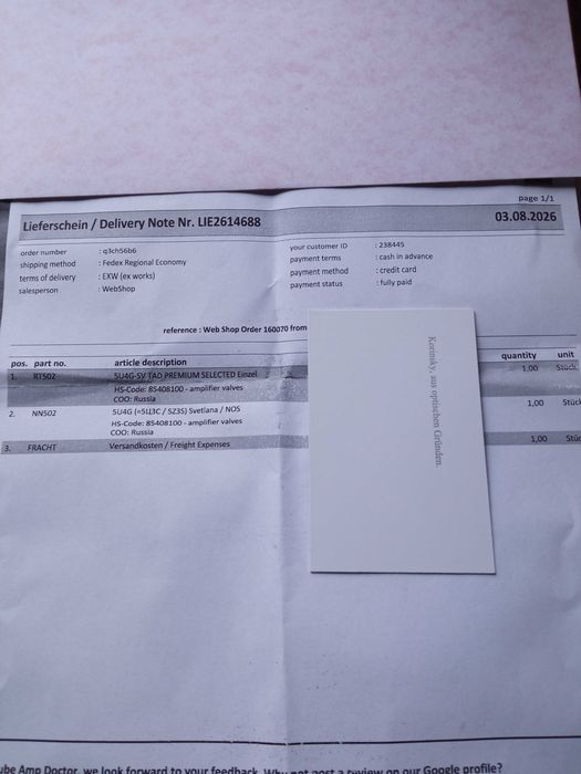 Válvulas novinhas em folha para amplificadores de música! 5U 4 G -novo ! Svetlana !