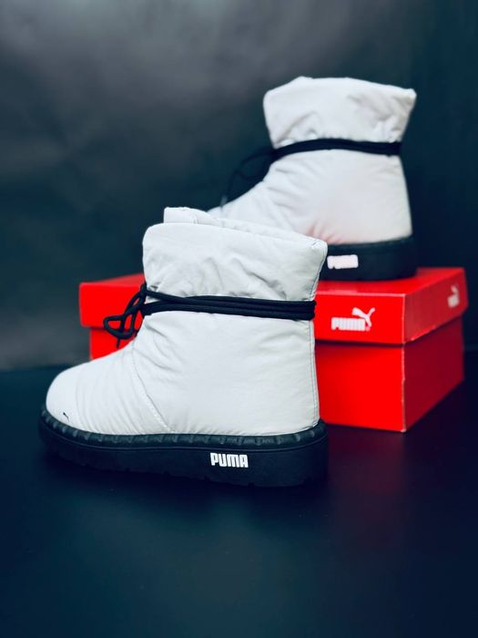Жіночі сапоги Puma Сірі зимові термо дутики пума сноубутси на хутрі
