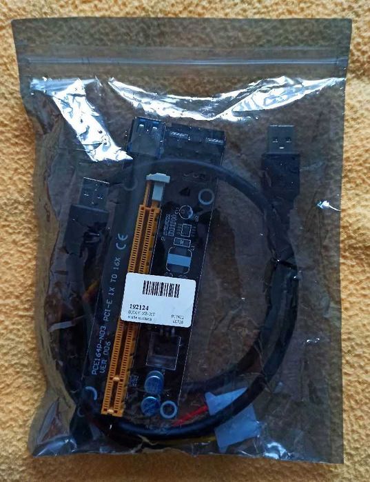Riser PCIe x1 do x16 – adapter GPU mining / testy / koparki – nowy