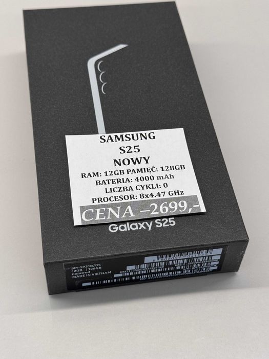 Samsung S25 12/128GB NOWY Topcase Vivo *Raty 0%