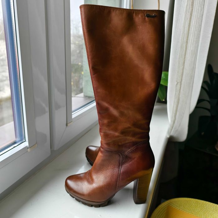 Kozaki skórzane Lasocki - rozmiar 36 , brązowe, jak nowe