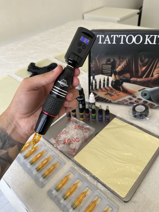 Kit Tatuagem S/ Fios COMPLETO Máquina/ Pen, Pele Treino NOVO