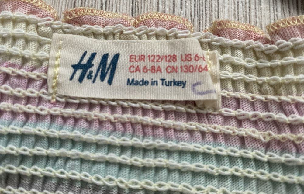 H&M top na ramiączkach 122/128 | 100% bawełna | tęczowe paski | BDB