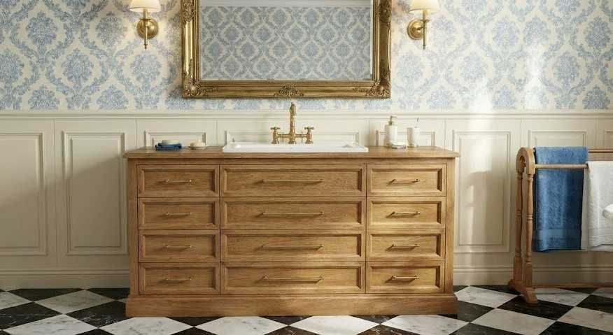 Szafka łazienkowa, z drewna, retro, w stylu angielskim