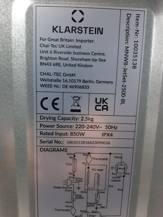 Сушилка для белья Klarstein Jet Set (Германия)