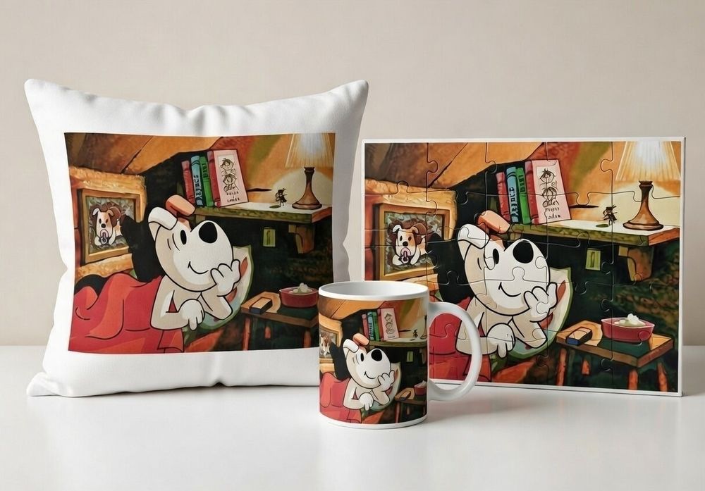 Reksio PRL retro prezent polskie bajki dobranocka poduszka kubek puzzl