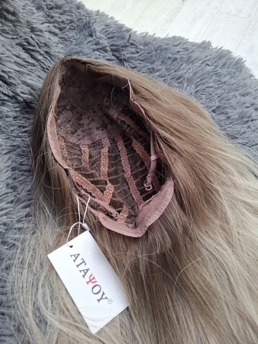 Peruka ombre brąz chłodny blond długa jakość premium wig