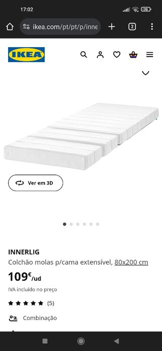 Cama extensível + estrado + colchão criança -IKEA