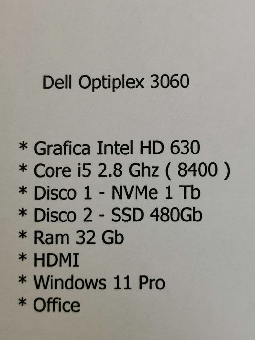 Média Torre Dell Optiplex 3060 / nunca usada / Garantia