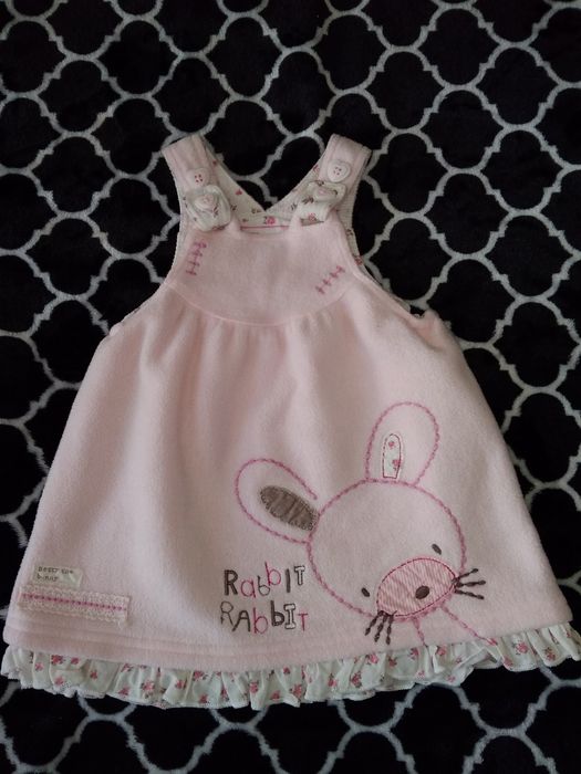 Next sliczna rózowa sukienka z królikiem, Rabbit, zajácem roz. 62