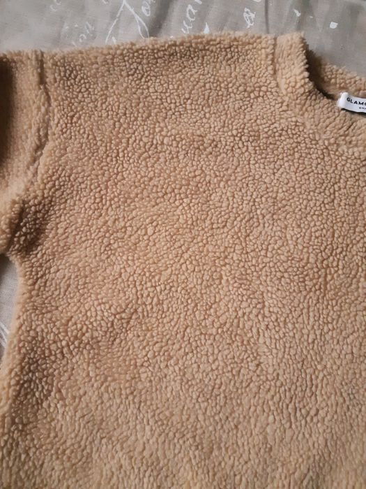Jasna beżowa bluza sweter kożuszek baranek S/M 36/38 oversize