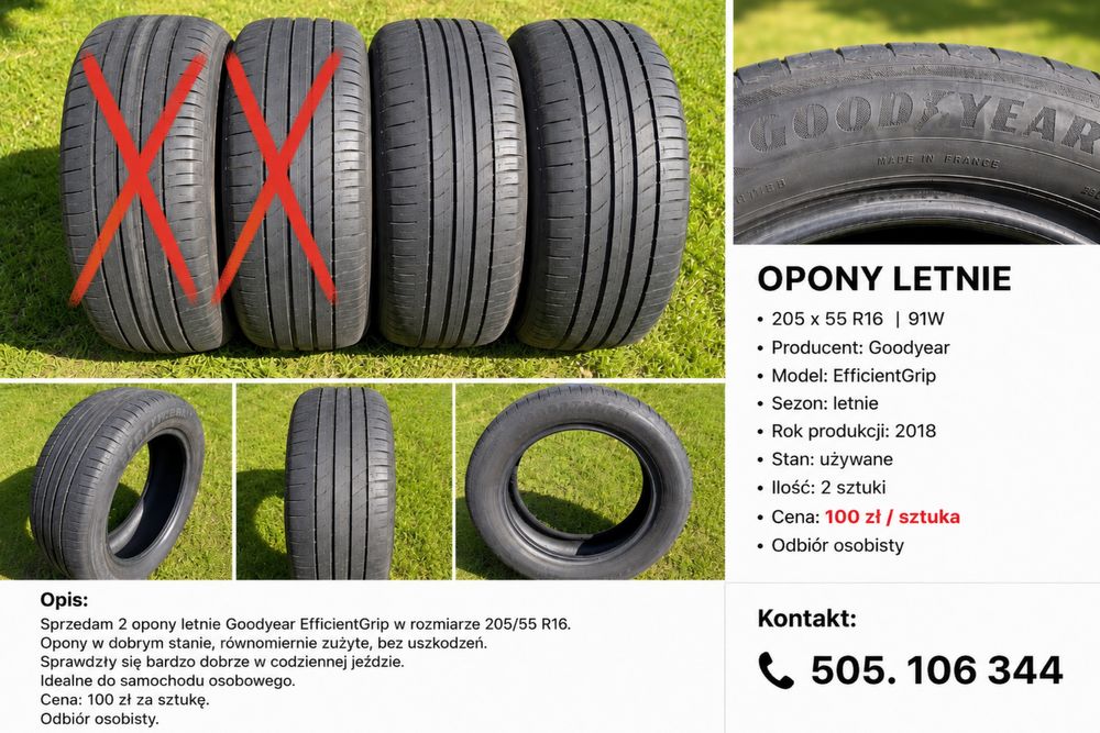 Opony letnie 2 sztuki