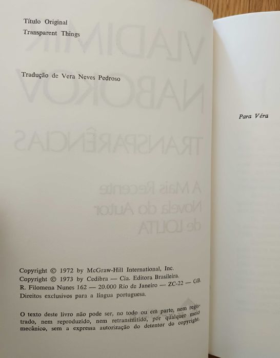 Vladimir Nabokov - Transparências (portes incluídos)