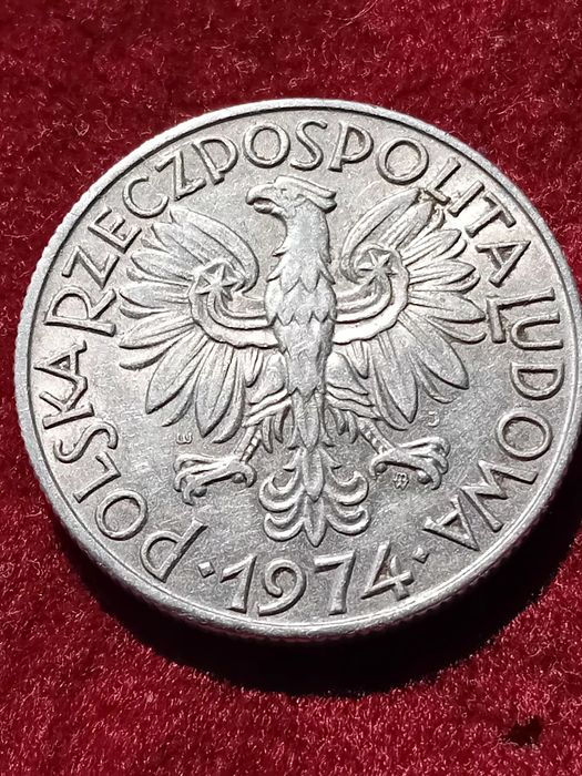 Moneta prl 5 zł Rybak sloneczko 1974 r