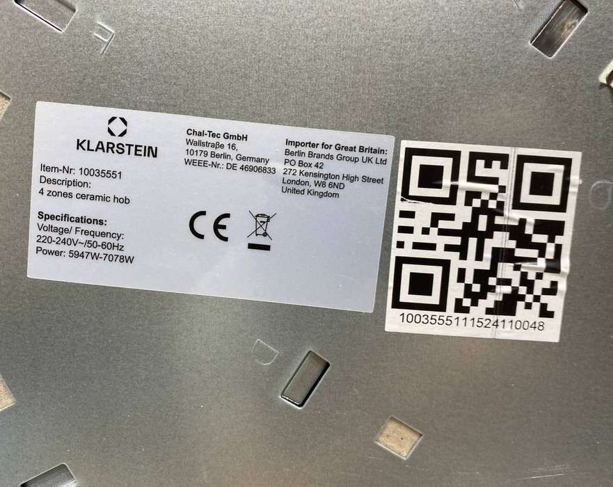 Інфрачервона плита / поверхня склокераміка Klarstein з Німеччини / Инфракрасная плита / поверхность стеклокерамика из Германии