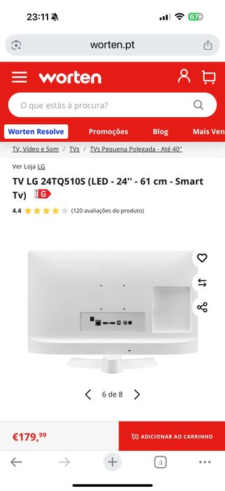 TV LG 24TQ510S (LED - 24'' - 61 cm - Smart Tv) como nova