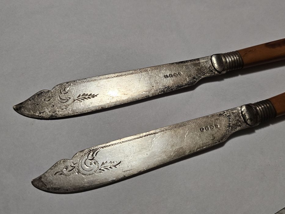 Вінтаж Рідкісні Столові Ножі для Риби М'яса EPNS Посріблення Англія