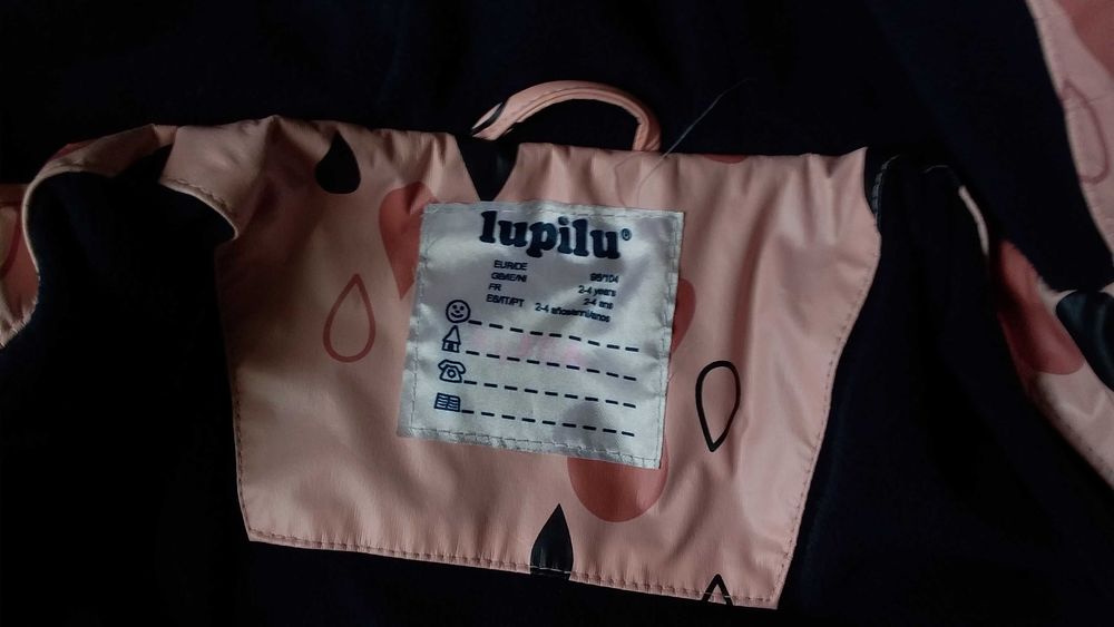 Костюм дощовик дитячий для дівчинки на флісі-Lupilu -98/104