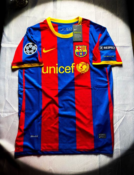 (M) Barcelona FC 2010/2011 Liga Mistrzów Nowa Domowa Piłkarska Koszulka Sportowa T-shirt Nike Jersey z Ligi Mistrzów | Champions League UEFA