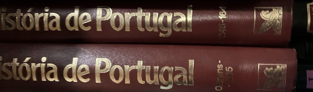 3 livros de História de Portugal devidamente encadernados a cabedal e letras douradas