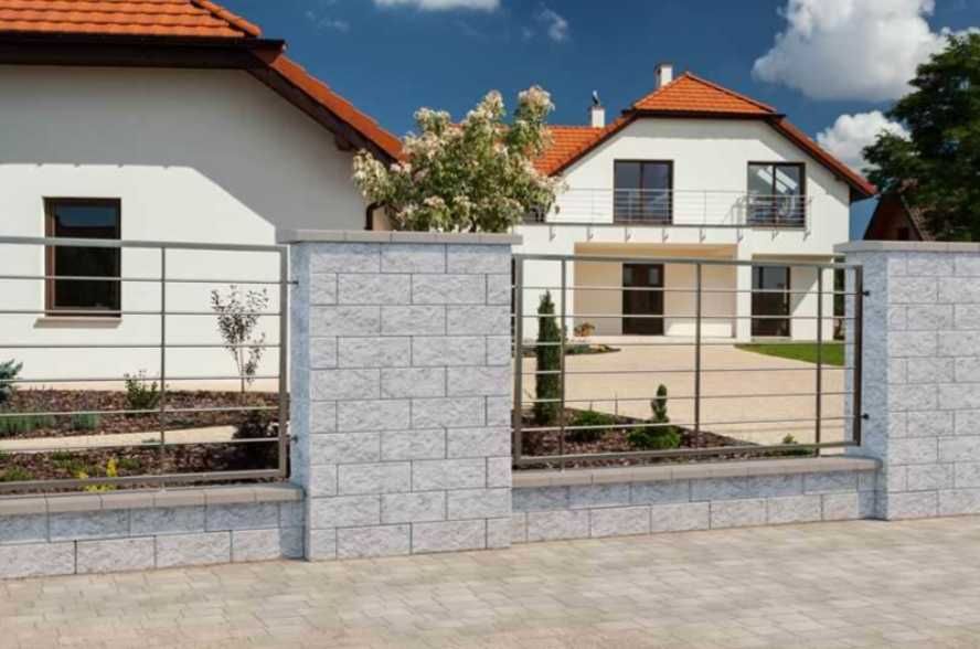Ogrodzenie betonowe pustaki łupane beton structur pustak ogrodzeniowy
