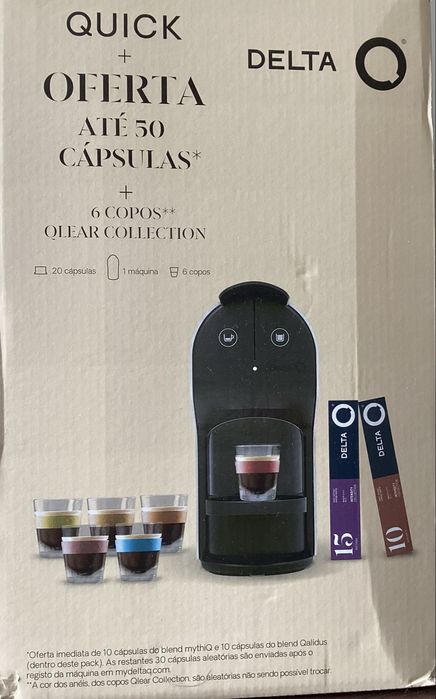 Máquina de cafe Delta Q Quick NOVA + com 50 capsulas de cafe de oferta + 6 copos Delta Q