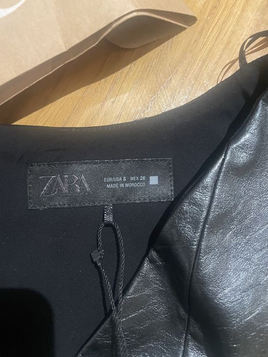 Zara top, bluzka ze sztucznej skóry Nowy