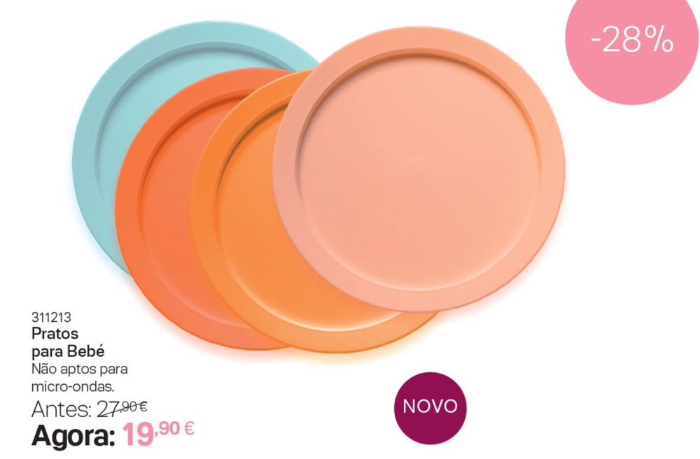 4 Pratos para bebé Tupperware NOVO
